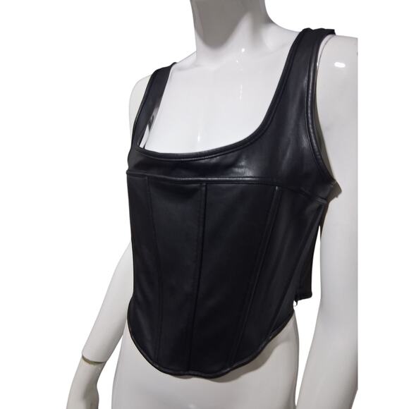 Avec Les Filles Women's size M Faux-Leather Whimsigoth Witchy Seamed Bustier Top - Picture 3 of 12